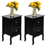 ZUN 2pcs Country Style Two-Tier Night Tables Large Size Black 46330063