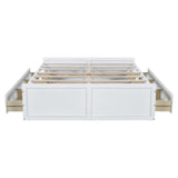Wood Queen Size Platform Bed Frame with 6 Drawers, White 07431345