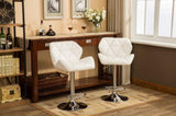 Glasgow Contemporary Tufted Adjustable Height Hidraulic Bar Stools, Set of 2, White T2574P164868