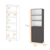 Sutton 2-Door Bookcase, Storage with Multi-Level Shelves and Double Door Design B128P176171