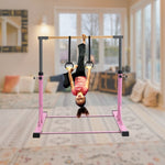 ZUN Gymnastic Bar Set Gymnastics Horizontal Bar Gymnastics Kip Bar for Kids Home Use, Pink 46810802