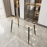 51" Dining Table Modern Minimalist Rectangular Glass for 4-6 with 0.31" Tempered Glass Tabletop and W2189P255605