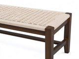 40 Inch Dining Bench, Solid Rubber Wood Frame with Hand-Woven Paper Rope 93350034