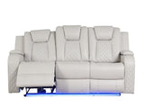 BENZ LED & Power Reclining Sofa Made With Faux Leather in Ice 659436286627