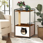 ZUN Cat tree with feeding station Cat Condo with Scratching Posts, Small Cat Tree for Indoor Cats with W1687P221425