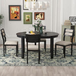 ZUN 5-Piece Multifunctional Dining Table Set, Farmhouse Dining Set with Extendable Round Table,Two Small 37815934