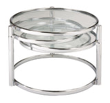 ZUN Modern Nesting Coffee Table With Clear Glass and Chrome B091119900