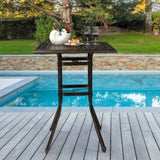 ZUN Patio Bar Height Table, All-Weather Cast Aluminium Square Bar Bistro Table with 2" Umbrella Hole, 72740322