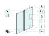 60*66" Fixed & Sliding Shower Door, Round Tube Hardware, Clear Glass Shower Door, 3/8 SGCC 93783804