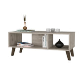 ZUN Light Grey 2-Shelf Rectangle Coffee Table B06280332