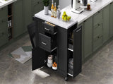 K&K 50.7" Island with Storage Tilt Trash Can Cabinet and Pull Out Cabinet Organizer, Rolling N707P299008B