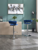 Set of 2 Bar Stools,with Chrome Footrest and Base Swivel Height Adjustable Mechanical Lifting Velvet W1249P247741