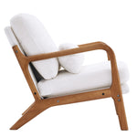 ZUN Oak Armrest Oak Upholstered Teddy Velvet Single Lounge Chair Indoor Lounge Chair Off-White 86558751