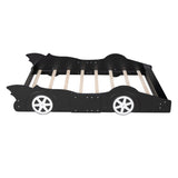 Full Size Race Car-Shaped Platform Bed with Wheels,Black WF298788AAB