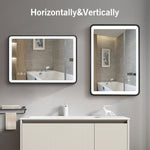 ZUN 24x32 Black Metal Framed Bathroom Mirror for Wall Rounded Rectangle Mirror, Bathroom Vanity Mirror, W135553709