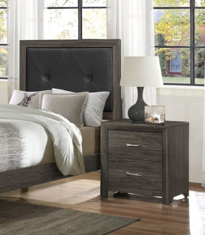 ZUN Dark Gray Finish Nightstand 1pc Chrome Tone Handles Contemporary Design Bedroom Furniture Bed Side B011P199391