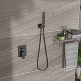 Dual Shower Head - 12 Inch Wall Mounted Square Shower System with Rough-in Valve,Matte black W124357630