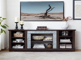 TV Media Stand with with Faux Stacked Stone Surround, Modern Entertainment Console with Open Storage 52124914