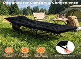 Black Foldable Heavy Duty Camping Cot 330LBS, Portable Outdoor Sleeping Bed with Cushion & Carry 22503143