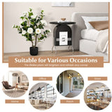 2 PCS 38 Inch Artificial Camellia Tree Faux Flower Plant in Cement White 79691312