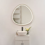 ZUN 32 x 32 in. Gunmetal Grey Framed Dimmable Anti-Fog LED Bathroom Vanity Mirror 39129063