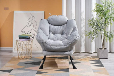 ZUN Living Room Chairs Modern Cotton Fabric Lazy Chair, Accent Contemporary Lounge Chair, Single Steel W1899P149718