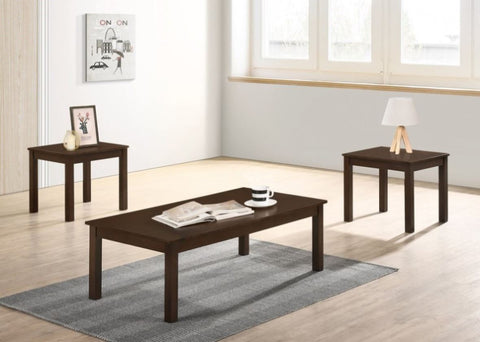 ZUN Walnut / Brown Color Elegant 3pc Coffee Table Set 1x Coffee Table and 2x End Tables Living Room B011P237497