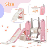 ZUN Toddler Slide and Swing Set 5 in 1, Kids Playground Climber Slide Playset with Basketball Hoop PP297714AAH