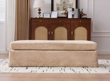 46" Wide Modern Upholstered Chenille Ottoman, Foot Stool Square Footrest with Black Metal Legs for W3098P356195