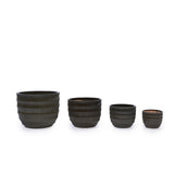 Set of 4 Fluted Ceramic Flowerpot, Modern Planter for Patio, Garden, Windowsill - Dark Coffee W3273P321575