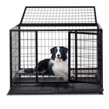 ZUN 42 Inch Heavy Duty Dog Crate, Metal Dog Cage Dog Kennel for Medium to Large Dogs with Double Doors, 52893270