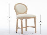 Solid Wood Bar stools Set of 2, Classic French Country Wooden Barstools with Upholstered Seating W1622P221395