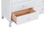 ZUN Wooden Storage Dresser with 6 Drawers,Storage Cabinet for kids Bedroom,White+Pink 36346683