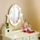 Kids Vanity Set with Mirror and Lights and Stool, 5 Storage Drawers, Pretend Play Princess Makeup 87697289