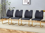 Black PU Dining Chair Set.Uniquely designed black dinings. PU material, paired with gold metal W2920P233520