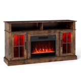 58" TV Stand with RGB Fireplace Rustic Brown- Smart App Remote Control, 4777 BTU Heater 89848324