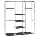 ZUN 69" Portable Clothes Closet Non-Woven Fabric Wardrobe Double Rod Storage Organizer Black 23382400