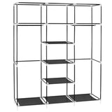 ZUN 69" Portable Clothes Closet Non-Woven Fabric Wardrobe Double Rod Storage Organizer Black 23382400