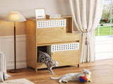 Modern 2 IN 1 Cat Furniture, Cat Litter Box Enclosure Side Table, Cat House with Storage, for 2 N752P394342N