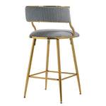 ZUN SET OF 2,26'' Counter height bar stools Corduroy kitchen island counter bar stool with back,golden W2215P195292