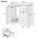 ZUN 30-Inch bathroom vanity cabinet with ceramic basin, 3 drawers and adjustable shelves N729P176237K