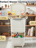 10 Gallon Kitchen Trash Can with Lid and 2 Removable Buckets,2 Compartments ,PP Material,17" 11.5" 30665338