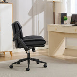 Cross Legged with Flip-Up Armrests Leather, Cross Legged Office on Wheels, Comfy Swivel 94377216