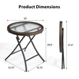 Outdoor Side, Round Rattan Patio Side, Small Foldable Wicker with Tempered Glass 35386669