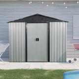 8ft x 4ft Outdoor Metal Storage Shed with Sliding Door and foundation for Backyard, Patio, Lawn W540P185253
