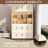 Portable Wardrobe Closet Storage Organizer for Clothes,Clothes Dresser,17 Magnetic Doors-17 Cubes & 71859844