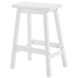 ZUN 2pcs Pine Wood Saddle Seat Bar Stool White 07638895