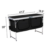 Outdoor Folding Camping Table with Storage Compartment, 4ft Portable Pinic Table with 3 Adjustable 31659243