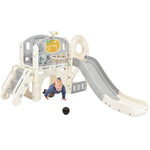 ZUN Kids Slide Playset Structure, Freestanding Castle Climbing Crawling Playhouse with Slide, Arch PP300683AAK