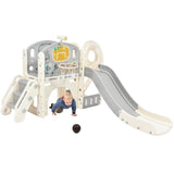 ZUN Kids Slide Playset Structure, Freestanding Castle Climbing Crawling Playhouse with Slide, Arch PP300683AAK